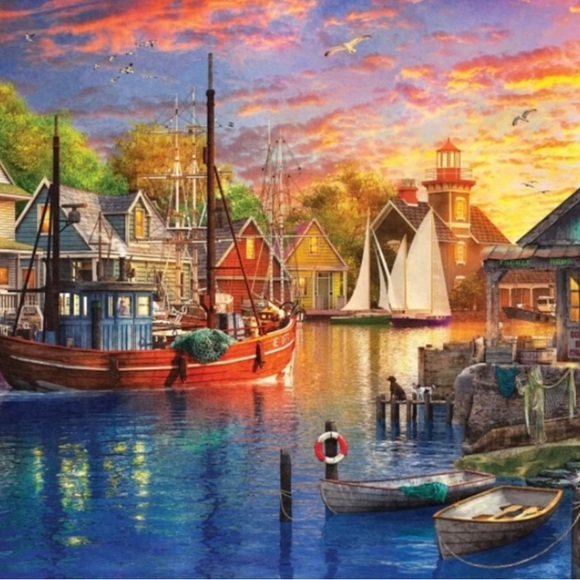 RESERVED BUFFALO Jigsaw Puzzle Dusk at the Harbor 1000 Piece Dominic Davison - Picture 2 of 12